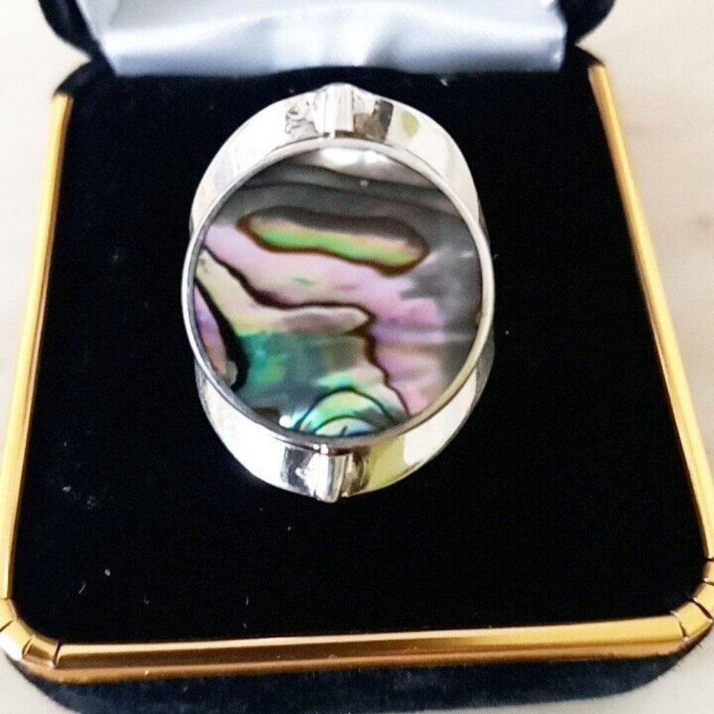 Ring Silver 950 Adjustable Ring with natural stones 2 colors/reversible new